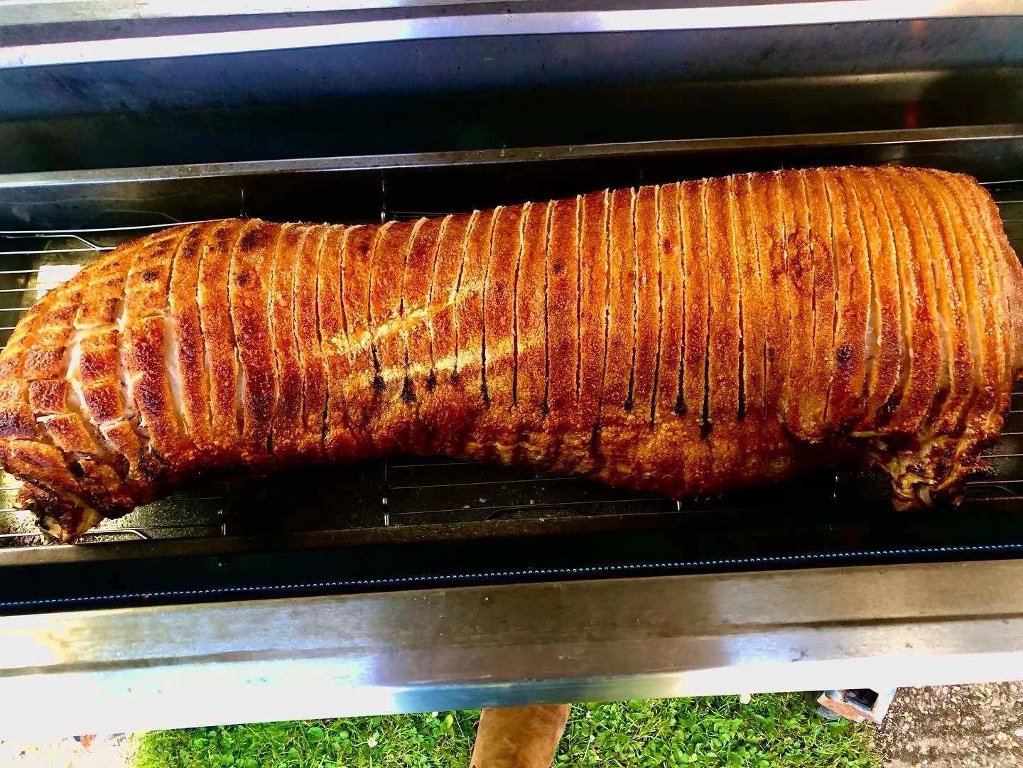 A hog roast cooked in one of our machines